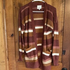 Pink Rose Women's Multi-Tone Striped Cardigan